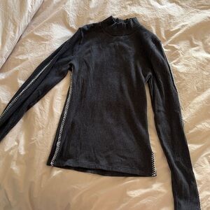 NWOT J Crew Cotton Mockneck Top with Contrast Stitching